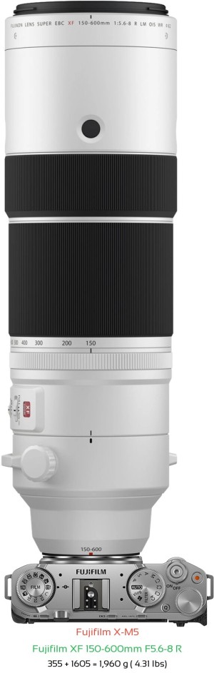 Fujifilm X-M5 with Fujifilm XF 150-600mm F5.6-8 R Lens Size