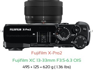 Fujifilm X-Pro2 with Fujifilm XC 13-33mm F3.5-6.3 OIS Lens Size