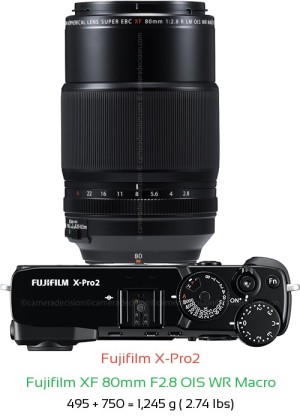 Fujifilm X-Pro2 with Fujifilm XF 80mm F2.8 OIS WR Macro Lens Size