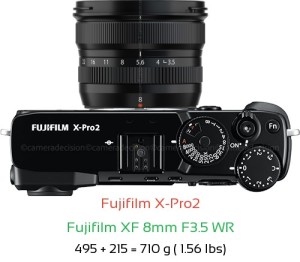 Fujifilm X-Pro2 with Fujifilm XF 8mm F3.5 WR Lens Size