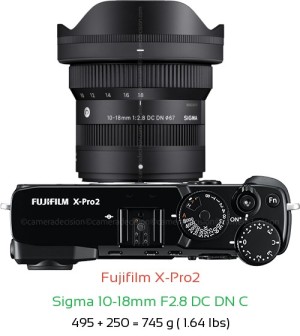 Fujifilm X-Pro2 with Sigma 10-18mm F2.8 DC DN C Lens Size