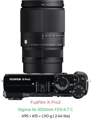 Fujifilm X-Pro2 with Sigma 16-300mm f3.5-6.7 C Lens Size