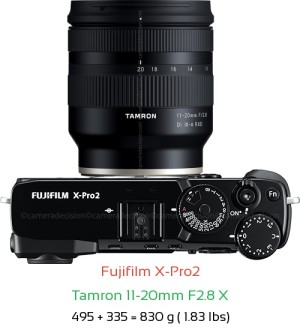 Fujifilm X-Pro2 with Tamron 11-20mm F2.8 X Lens Size