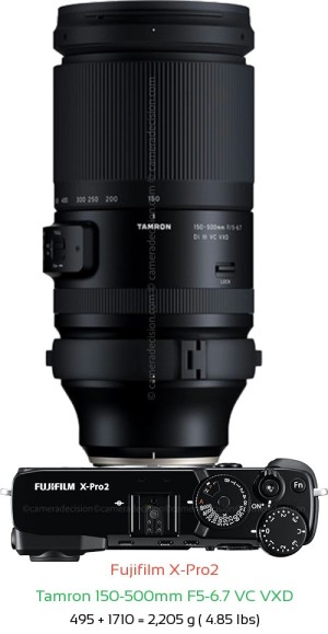 Fujifilm X-Pro2 with Tamron 150-500mm F5-6.7 Lens Size