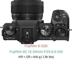 Fujifilm X-S20 with Fujifilm XC 13-33mm F3.5-6.3 OIS Lens Size