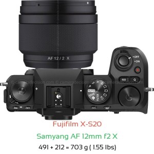 Fujifilm X-S20 with Samyang AF 12mm f2 X Lens Size