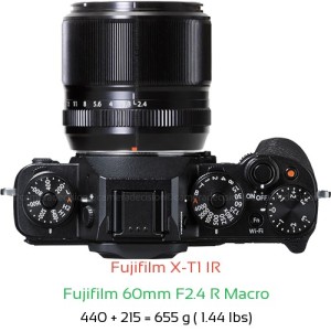 Fujifilm X-T1 IR with Fujifilm 60mm F2.4 R Macro Lens Size