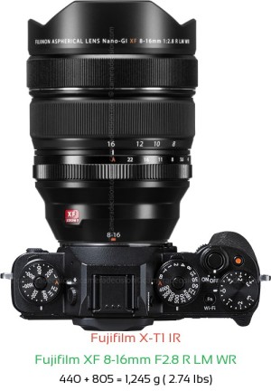 Fujifilm X-T1 IR with Fujifilm XF 8-16mm F2.8 R LM WR Lens Size
