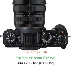Fujifilm X-T1 IR with Fujifilm XF 8mm F3.5 WR Lens Size