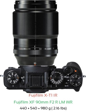Fujifilm X-T1 IR with Fujifilm XF 90mm F2 R LM WR Lens Size