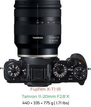 Fujifilm X-T1 IR with Tamron 11-20mm F2.8 X Lens Size