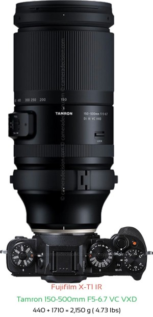 Fujifilm X-T1 IR with Tamron 150-500mm F5-6.7 Lens Size