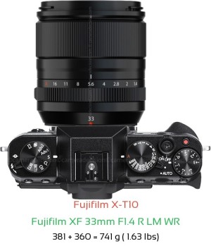Fujifilm X-T10 with Fujifilm XF 33mm F1.4 R LM WR Lens Size