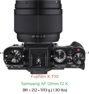Fujifilm X-T10 with Samyang AF 12mm f2 X Lens Size
