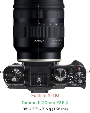 Fujifilm X-T10 with Tamron 11-20mm F2.8 X Lens Size