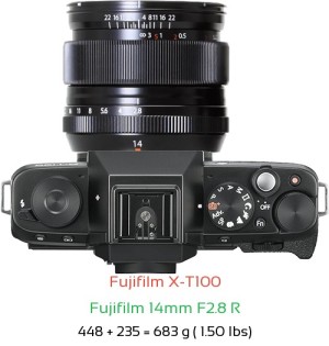Fujifilm X-T100 with Fujifilm 14mm F2.8 R Lens Size