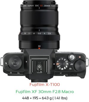 Fujifilm X-T100 with Fujifilm XF 30mm F2.8 Macro Lens Size
