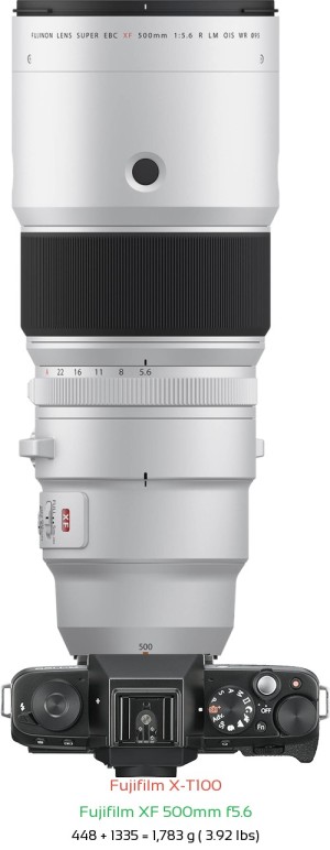 Fujifilm X-T100 with Fujifilm XF 500mm f5.6 Lens Size
