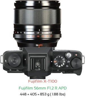 Fujifilm X-T100 with Fujifilm 56mm F1.2 R APD Lens Size