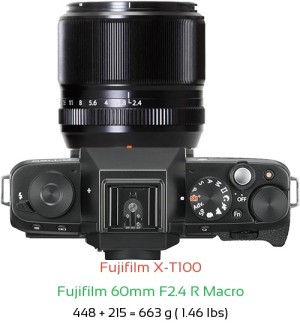 Fujifilm X-T100 with Fujifilm 60mm F2.4 R Macro Lens Size