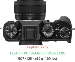 Fujifilm X-T2 with Fujifilm XC 13-33mm F3.5-6.3 OIS Lens Size