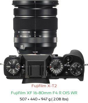 Fujifilm X-T2 with Fujifilm XF 16-80mm F4 R OIS WR Lens Size