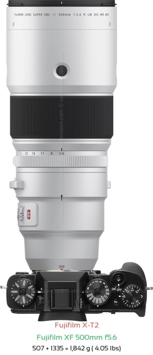 Fujifilm X-T2 with Fujifilm XF 500mm f5.6 Lens Size