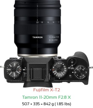 Fujifilm X-T2 with Tamron 11-20mm F2.8 X Lens Size
