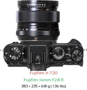 Fujifilm X-T20 with Fujifilm 14mm F2.8 R Lens Size