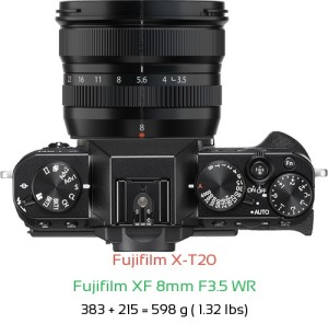 Fujifilm X-T20 with Fujifilm XF 8mm F3.5 WR Lens Size