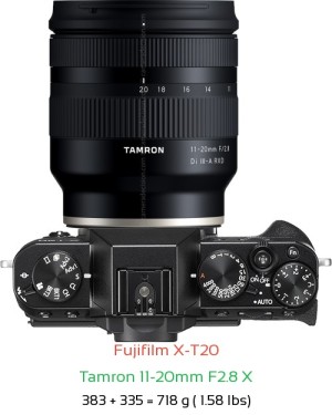 Fujifilm X-T20 with Tamron 11-20mm F2.8 X Lens Size