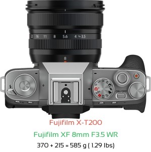 Fujifilm X-T200 with Fujifilm XF 8mm F3.5 WR Lens Size