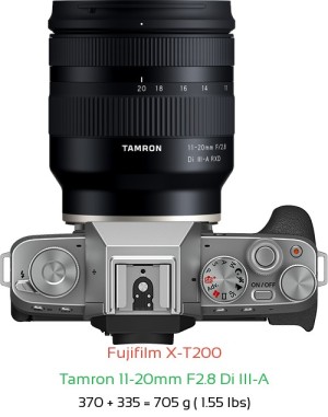 Fujifilm X-T200 with Tamron 11-20mm F2.8 X Lens Size