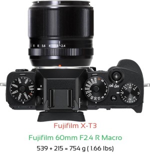 Fujifilm X-T3 with Fujifilm 60mm F2.4 R Macro Lens Size