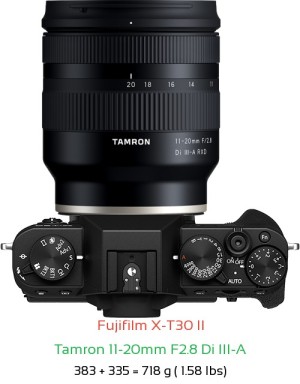 Fujifilm X-T30 II with Tamron 11-20mm F2.8 X Lens Size