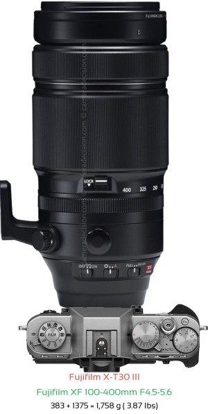 Fujifilm X-T30 III with Fujifilm XF 100-400mm F4.5-5.6 Lens Size