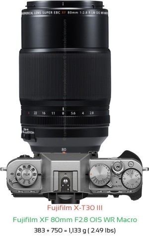 Fujifilm X-T30 III with Fujifilm XF 80mm F2.8 OIS WR Macro Lens Size