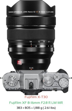 Fujifilm X-T30 with Fujifilm XF 8-16mm F2.8 R LM WR Lens Size