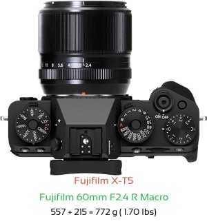 Fujifilm X-T5 with Fujifilm 60mm F2.4 R Macro Lens Size
