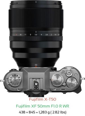 Fujifilm X-T50 with Fujifilm XF 50mm F1.0 R WR Lens Size