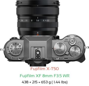 Fujifilm X-T50 with Fujifilm XF 8mm F3.5 WR Lens Size