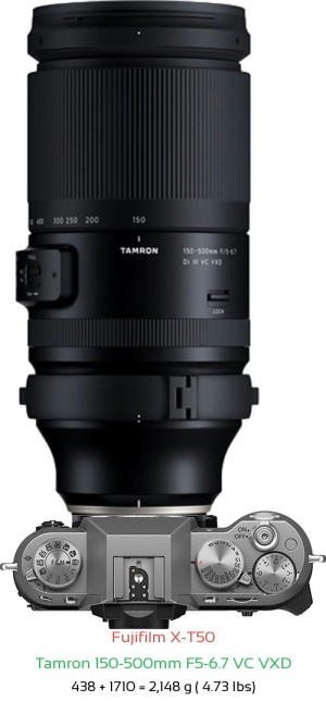 Fujifilm X-T50 with Tamron 150-500mm F5-6.7 Lens Size