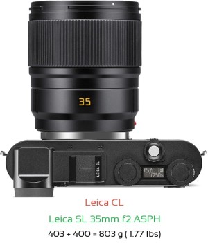 Leica CL with Leica SL 35mm f2 ASPH Lens Size