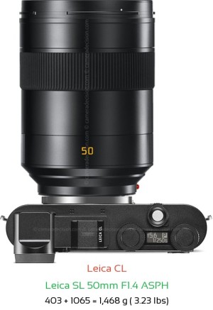 Leica CL with Leica SL 50mm F1.4 ASPH Lens Size