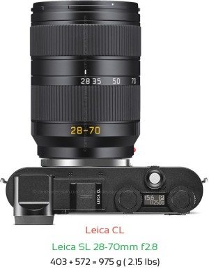Leica CL with Leica SL 28-70mm f2.8 Lens Size
