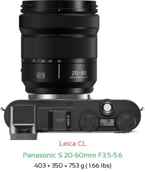 Leica CL with Panasonic S 20-60mm F3.5-5.6 Lens Size