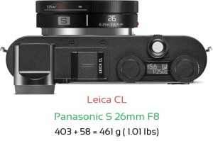 Leica CL with Panasonic S 26mm F8 Lens Size