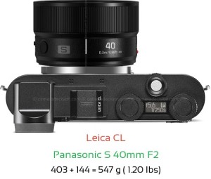Leica CL with Panasonic S 40mm F2 Lens Size