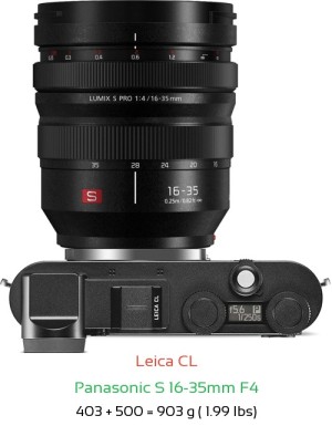 Leica CL with Panasonic S 16-35mm F4 Lens Size