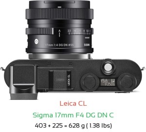 Leica CL with Sigma 17mm F4 DG DN C Lens Size